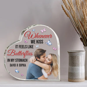 Whenever We Kiss, It Feels Like Butterflies In My Stomach - Custom Couple Photo Plaque, Gift For Couple, Valentine's Gifts - Decorative Plaques - GoDuckee