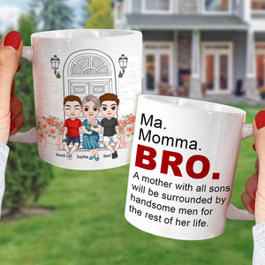 A Mother With All Sons Will Be Surrounded By Handsome Men-Personalized Coffee Mug- Gift For Mom- Gift For Son- Mom Coffee Mug - Coffee Mug - GoDuckee