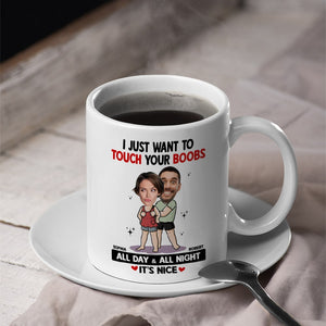 Touch Your Boobs, Custom Couple Mug Personalized, Mugs Custom Girlfriend, Gift For Couple - Coffee Mug - GoDuckee