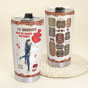 Personalized Gifts For Couple Tumbler 10 Reasons You've Stolen My Heart - Tumbler Cup - GoDuckee