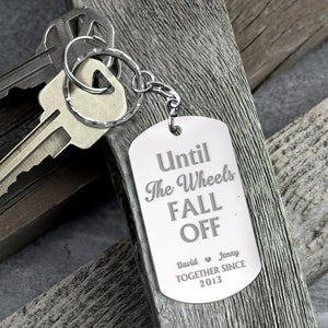 Cycling, Until The Wheels Fall Off, Personalized Keychain, Cycling Couple Gifts - Keychains - GoDuckee