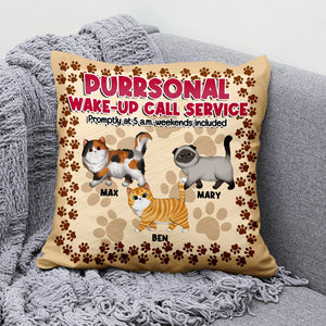 Cats, Purrsonal Wake-Up Call Service, Personalized Square Pillow, Gift For Cat Lover, 01KAPO221223 - Pillow - GoDuckee