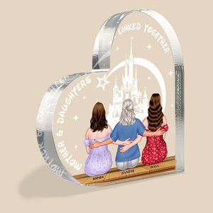 Mother & Daughters Forever Linked Together-Personalized Acrylic Plaque-Gift For Mom- Mom Daughter Heart Shape Acrylic 01naqn250323tm - Decorative Plaques - GoDuckee