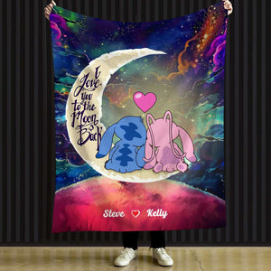 I Love You To The Moon And Back, Couple Gift, Personalized Blanket, Cartoon Balloon Couple Blanket 02QHHN030124-2 - Blanket - GoDuckee
