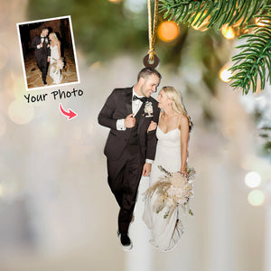 Custom Photo Gifts For Couple, Upload Wedding Photo Christmas Ornament 19pgxx290824 - Ornament - GoDuckee