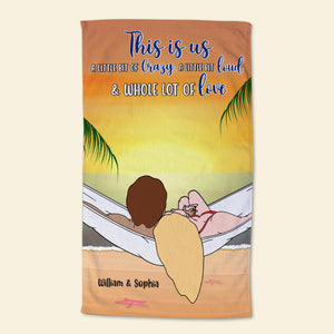 Personalized Gifts For Couple Beach Towel This Is Us A Little But Of Crazy - Beach Towel - GoDuckee