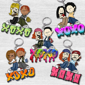 Personalized Gifts For Couples Keychain Y2K Style Cartoon Couple 04XQLU040125HG - Keychains - GoDuckee