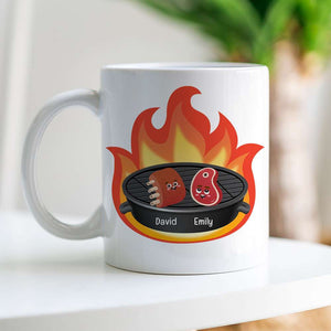 Couple BBQ Hey Barbe-Cutie You Fire Me Up, Personalized Coffee Mug, Funny Couple BBQ Party, Gift For Her/Him - Coffee Mug - GoDuckee
