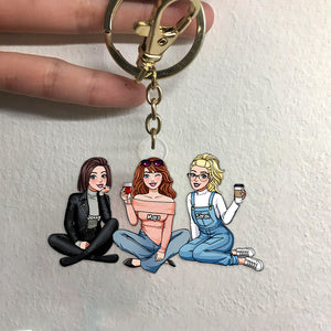 Personalized Gift For Friends Keychain Friends Sitting Together 11QHHN190124HH - Keychains - GoDuckee
