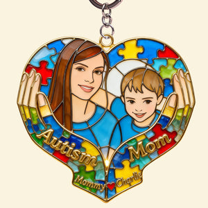 Custom Photo Loving Autism Mom Keychain, Personalized Gifts For Autism Mom 02QHTN010426 - Keychains - GoDuckee