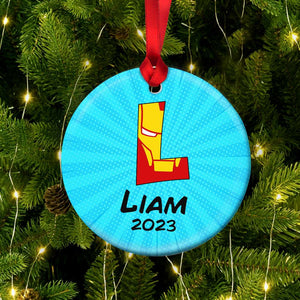 Gift For Kids, Personalized Ceramic Ornament, Super Letter Kids Name Ornament, Christmas Gift 05NAHN261023HH - Ornament - GoDuckee