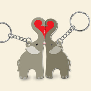 Personalized Elephant Couple Keychains - Couple Gift - Keychains - GoDuckee