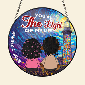 Personalized Gifts For Couple Stained Glass You're The Light Of My Life 03TODT130125HG - Ornament - GoDuckee