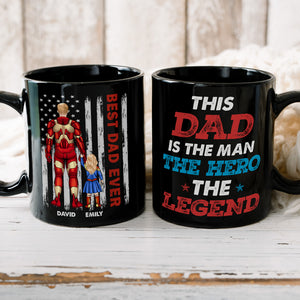 The Hero Dad 04dnhn050523TM Personalized Black Mug - Coffee Mug - GoDuckee