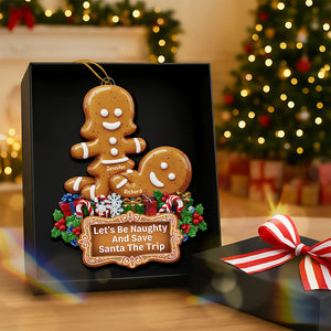 Naughty Gingerbread Couple Christmas Ornament - Personalized Gifts For Couple 02huqn100925 - Ornament - GoDuckee