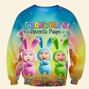 Custom Photo Gifts For Grandma Shirt Bunny Grandkids 01TGDT100325 - AOP Products - GoDuckee