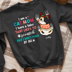 I'm A Cat Mom, Gift For Cat Lover, Personalized Shirt, Cat Scratching Christmas Shirt, Christmas Gift - Shirts - GoDuckee