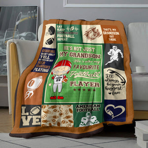 He's Not Just My Son, Gift For Son, Personalized Blanket, Football Player Grandson Blanket - Blanket - GoDuckee
