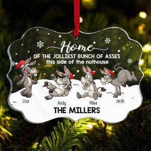Home Of The Jolliest, Gift For Family, Personalized Ornament, Funny Donkey Family Ornament, Christmas Gift 05QHHN310823 - Ornament - GoDuckee