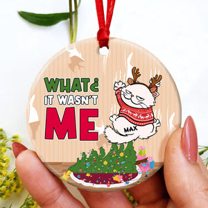 It Wasn't Me-Personalized Ceramic Circle Ornament-Gift For Cat Lover- Christmas Gift- Cat Lover Ornament - Ornament - GoDuckee