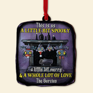 A Little Bit Spooky, A Little Bit Merry - Bat Family - Personalized Wood Ornament, Gift For Family - Ornament - GoDuckee