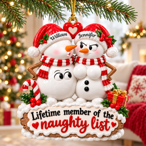 Naughty Snowman Couple Christmas Ornament - Personalized Gifts For Couple 05toqn191026 - Ornament - GoDuckee