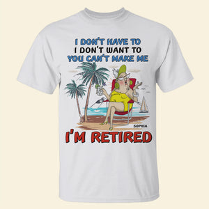Personalized Gifts For Grandma Shirt 05hutn190624 Retired Woman on The Beach - Shirts - GoDuckee