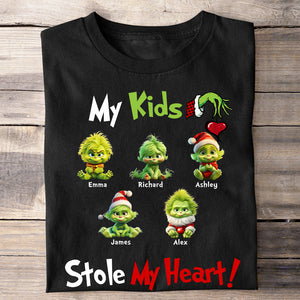My Grandkids Stole My Heart, Gift For Family, Personalized Shirt, Green Kids Shirt, Christmas Gift 05HTHN311023 - Shirts - GoDuckee