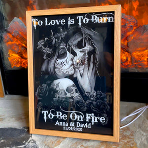 To Love Is To Burn Personalized Skull Couple Light Picture Frame - Couple Gift - Poster & Canvas - GoDuckee