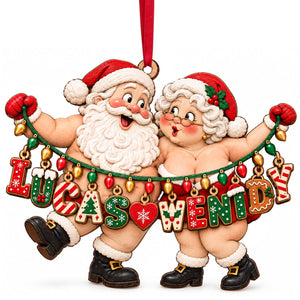 Name Art Fun Santa Couple Ornament - Personalized Christmas Gifts For Couples 02qhtn151026 - Ornament - GoDuckee