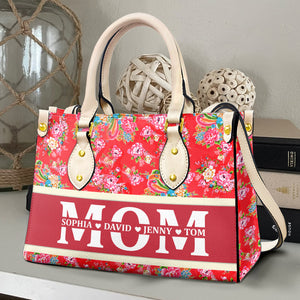 Personalized Gifts For Mom Leather Bag Dongbei Flower Pattern - Leather Bag - GoDuckee