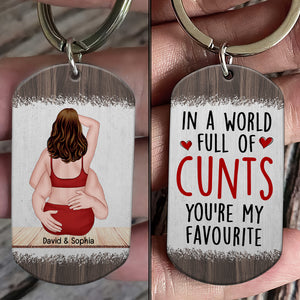 You're My Favourite-Personalized Stainless Steel Keychain-Gift For Her/Gift For Him- Hugging Couple Keychain - Keychains - GoDuckee