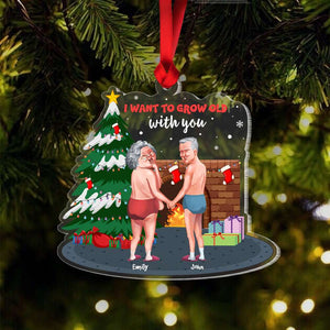 I Want To Grow Old With You, Couple Gift, Personalized Acrylic Ornament, Old Couple Ornament, Christmas Gift 01NAHN060923DA - Ornament - GoDuckee