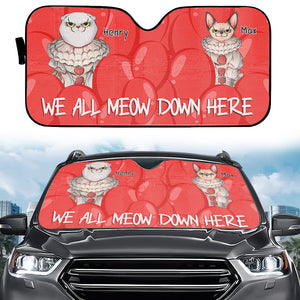 We All Meow Down Here, Personalized Windshield Sunshade, Gifts For Cat Lovers - Doormat - GoDuckee