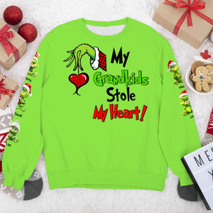 My Grandkids Stole My Heart, Personalized Shirt, Green Monster Family Shirt, Christmas Gift 03HTHN031123 - AOP Products - GoDuckee