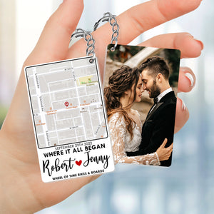 Where It All Began, Couple Gift, Personalized Keychain, Map Custom Image Couple Keychain - Keychains - GoDuckee