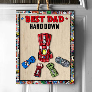 Personalized Gifts For Dad Wood Sign Best Dad Hand Down 02HUHN220224HA - Wood Signs - GoDuckee