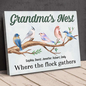 Grandma's Nest, Where The Flock Gathers, Personalized Canvas Print, Grandma's Cute Litter Birds, Gift For Grandma - Poster & Canvas - GoDuckee