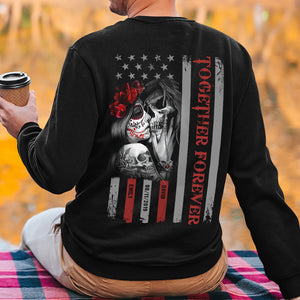 Together Forever, Personalized Shirt, Star and Stripes Skull Couple Shirt, Gift For Loved One - Shirts - GoDuckee