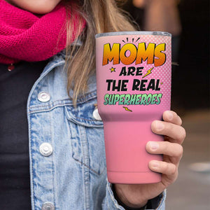 Moms Are The Real Superheroes, Gift For Family, Personalized Tumbler, Family And Kids Tumbler 07HUHN310323TM - Drinkware - GoDuckee