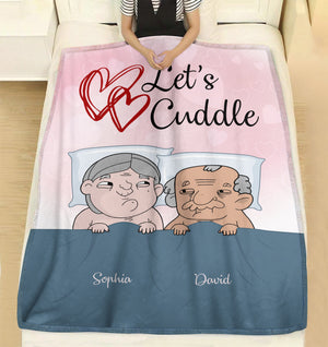 Let's Cuddle Personalized Funny Old Couple Blanket, Couple Gift - Blanket - GoDuckee