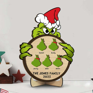 Gift For Family, Personalized Wood Sign, Christmas Green Monster Family Wood Sign, Christmas Gift 01NAHN080923 - Wood Sign - GoDuckee