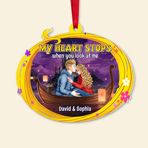 My Heart Stops When You Look At Me, Personalized 04OHTN291123PA Ornament, Gift For Couple - Ornament - GoDuckee