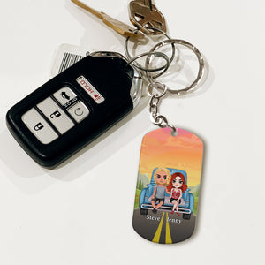 God Blessed The Broken Road That Led Me Straight To You-Personalized Stainless Steel Engraved Keychain -Gift For Him/ Gift For Her- Couple Keychain - Keychains - GoDuckee