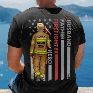 Husband Father Firefighter, Personalized Firefighter Dad Shirt, Father's Day Gift, Birthday Gift For Dad - Shirts - GoDuckee