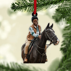 Personalized Custom Photo Ornament, Christmas Gift For Horse Riding Lover - Ornament - GoDuckee
