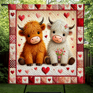 Personalized Gifts For Cow Couple Quilt Bedding Set 03XQPU080125 - Blanket - GoDuckee