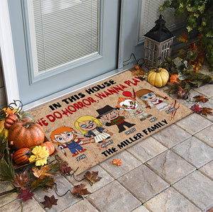 In This House, We Do Horror, Gift For Family, Personalized Doormat, Horror Movie Family Doormat, Halloween Gift 04NAHN100823HA - Doormat - GoDuckee