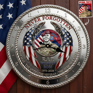 Veteran In Heaven Wall Clock - Personalized Keepsake To Remember Lost Veteran 04QHDT200126 - Hanging Wall Clock - GoDuckee