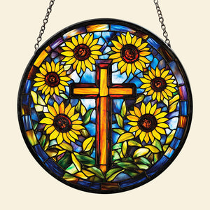 Personalized Gifts For Christian Stained Glass Christ Sunflower 01HUDT050325 - Ornament - GoDuckee